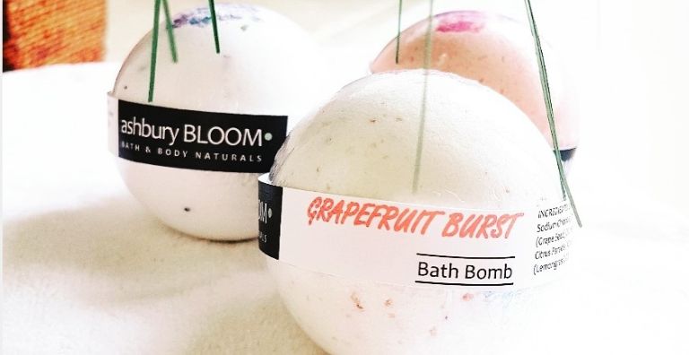 Three natural bath bombs by Ashbury Bloom