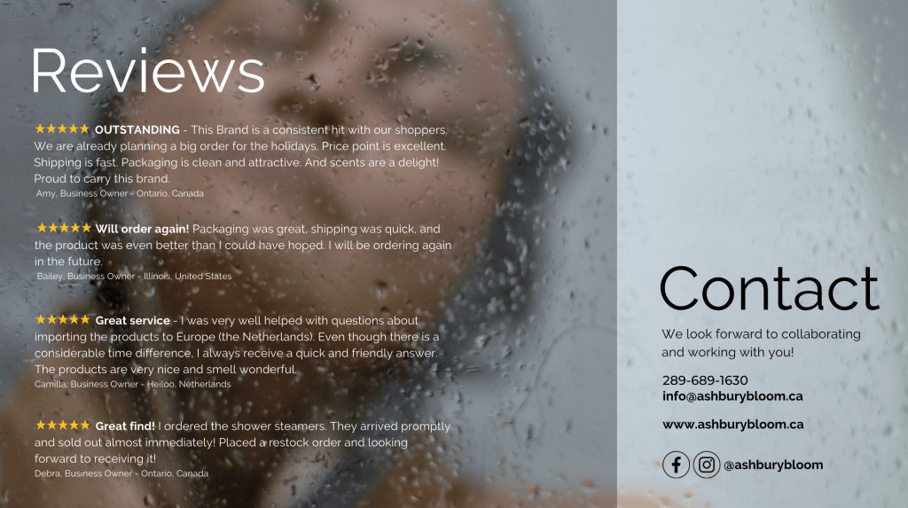 Wholesale partnership opportunity with Ashbury Bloom featuring eco-friendly bath and body products.