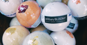 Wholesale all-natural bath bombs, naturally colored with clays, infused with essential oils, with Ashbury BLOOM•